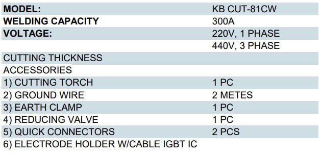 IGBT-AIR-PLASMA-CUT-INVERTER(KB-CUT-81CW) DESC1